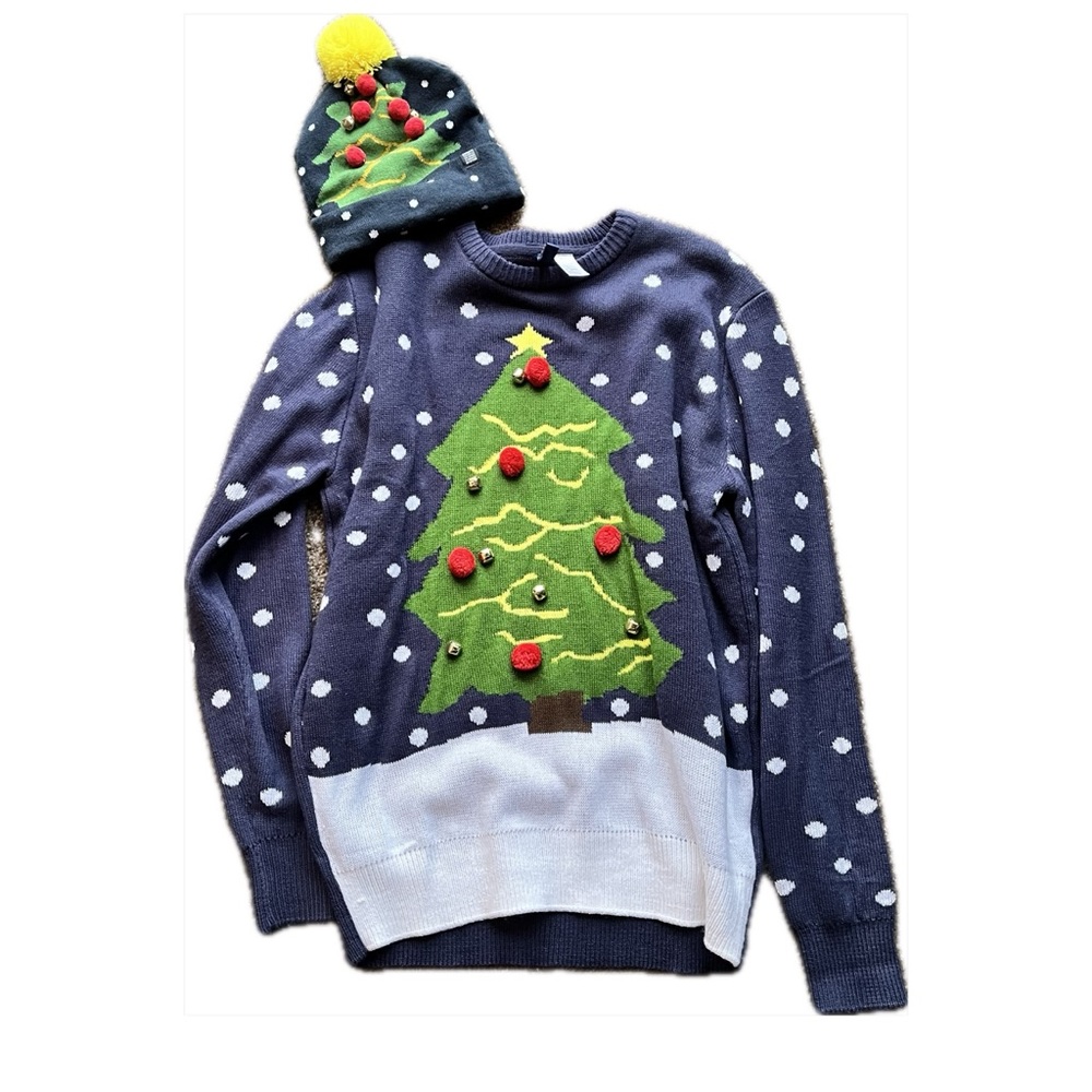 New! [H&M] Holiday Christmas Tree Sweater & matching beanie
